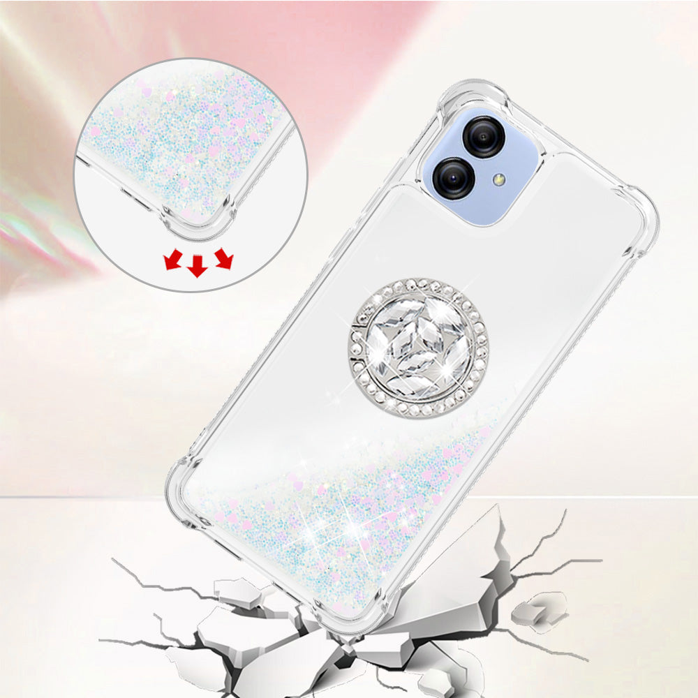 For Samsung Galaxy A04e 4G F04 4G M04 4G YB Quicksand Series-7 Liquid Quicksand TPU Phone Case Ring Kickstand Anti-drop Cover For Samsung Galaxy A04e 4G F04 4G M04 4G YB Quicksand Series-7 Liquid Quicksand TPU Phone Case Ring Kickstand Anti-drop Cover